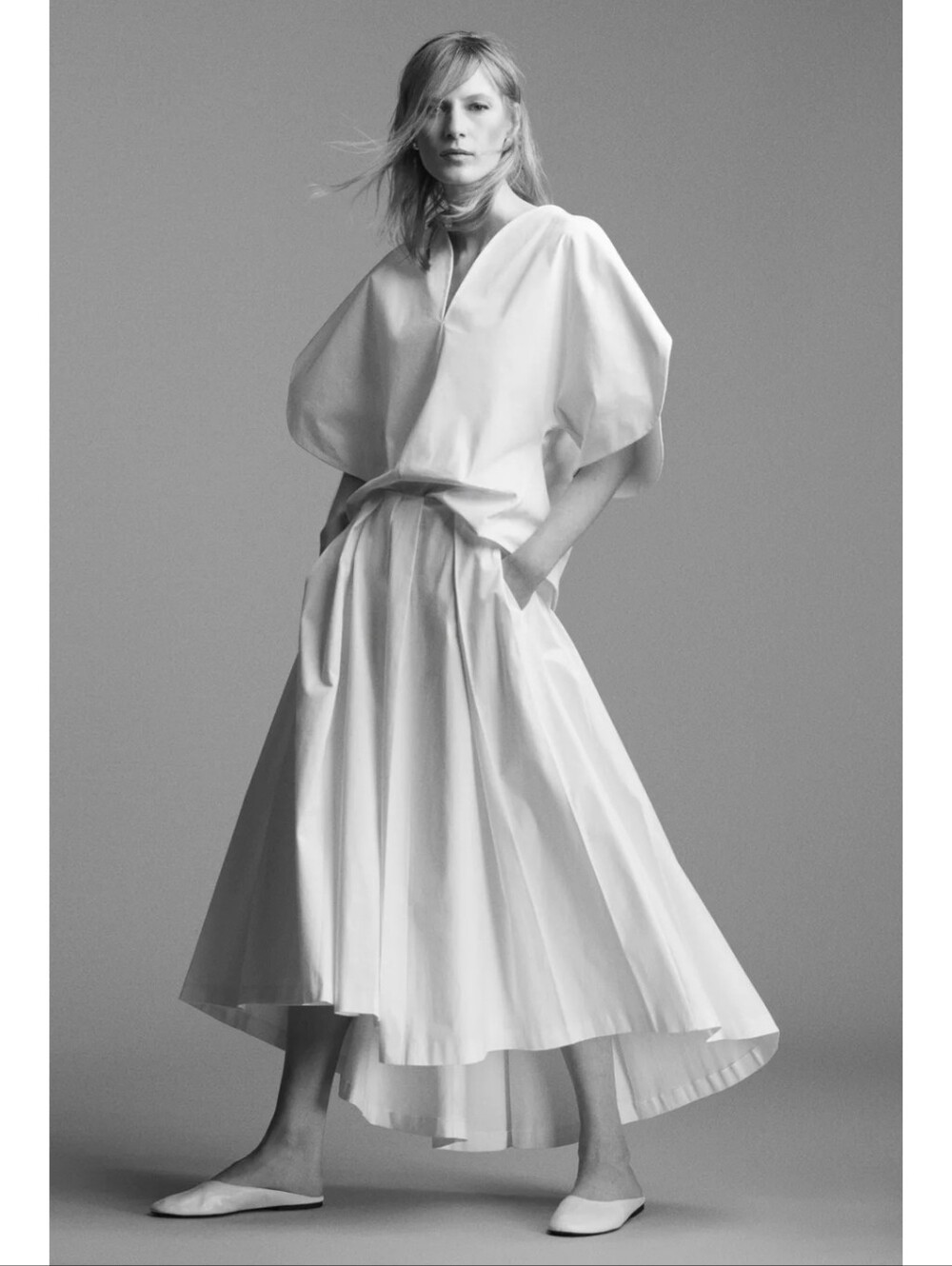 ZARA COTTONLIMITED EDITION ASYMMETRIC POPLIN SKIRT WHITE NEW